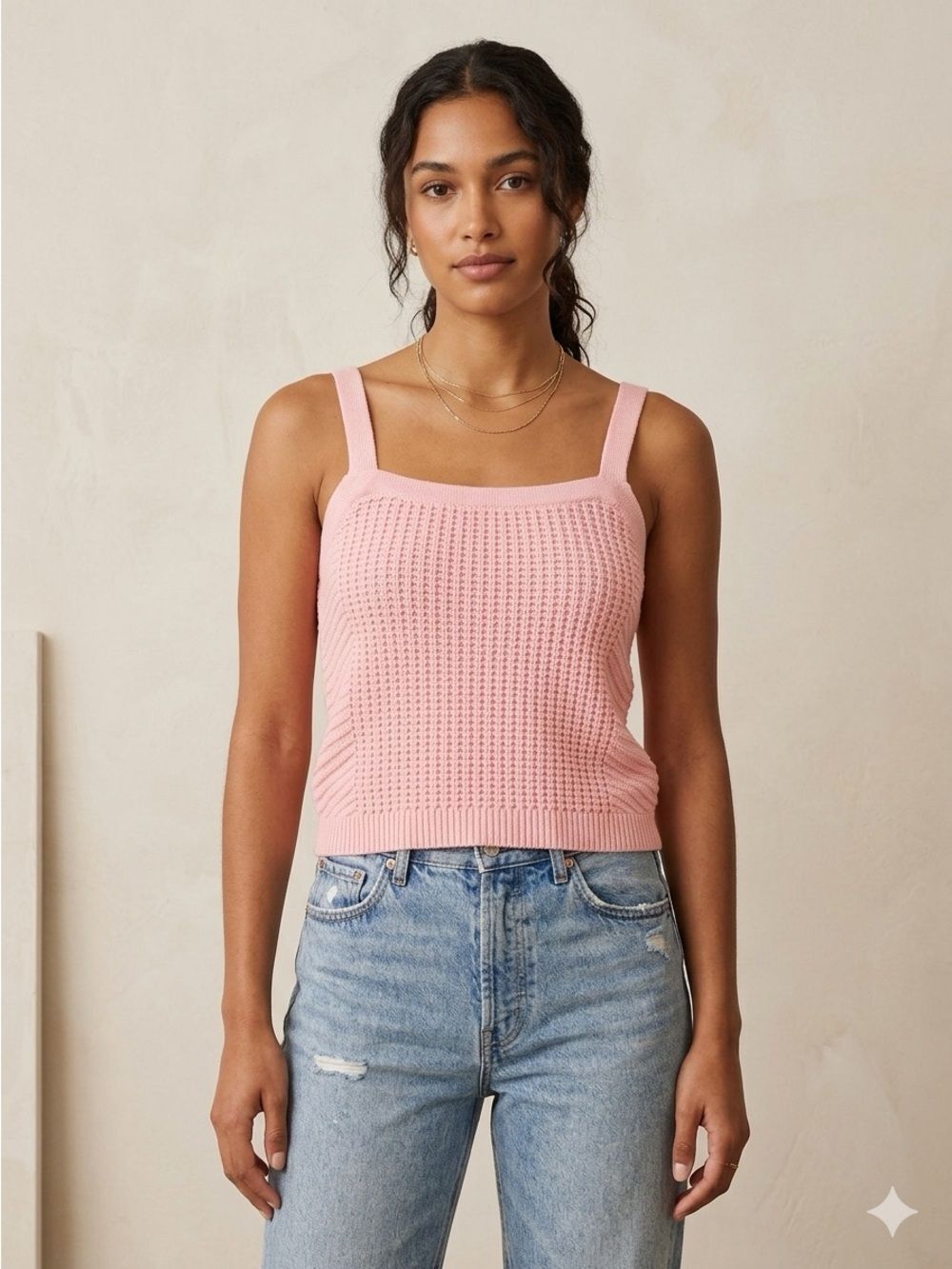 Vintage Sandy Liang Pink Knit Tank Top